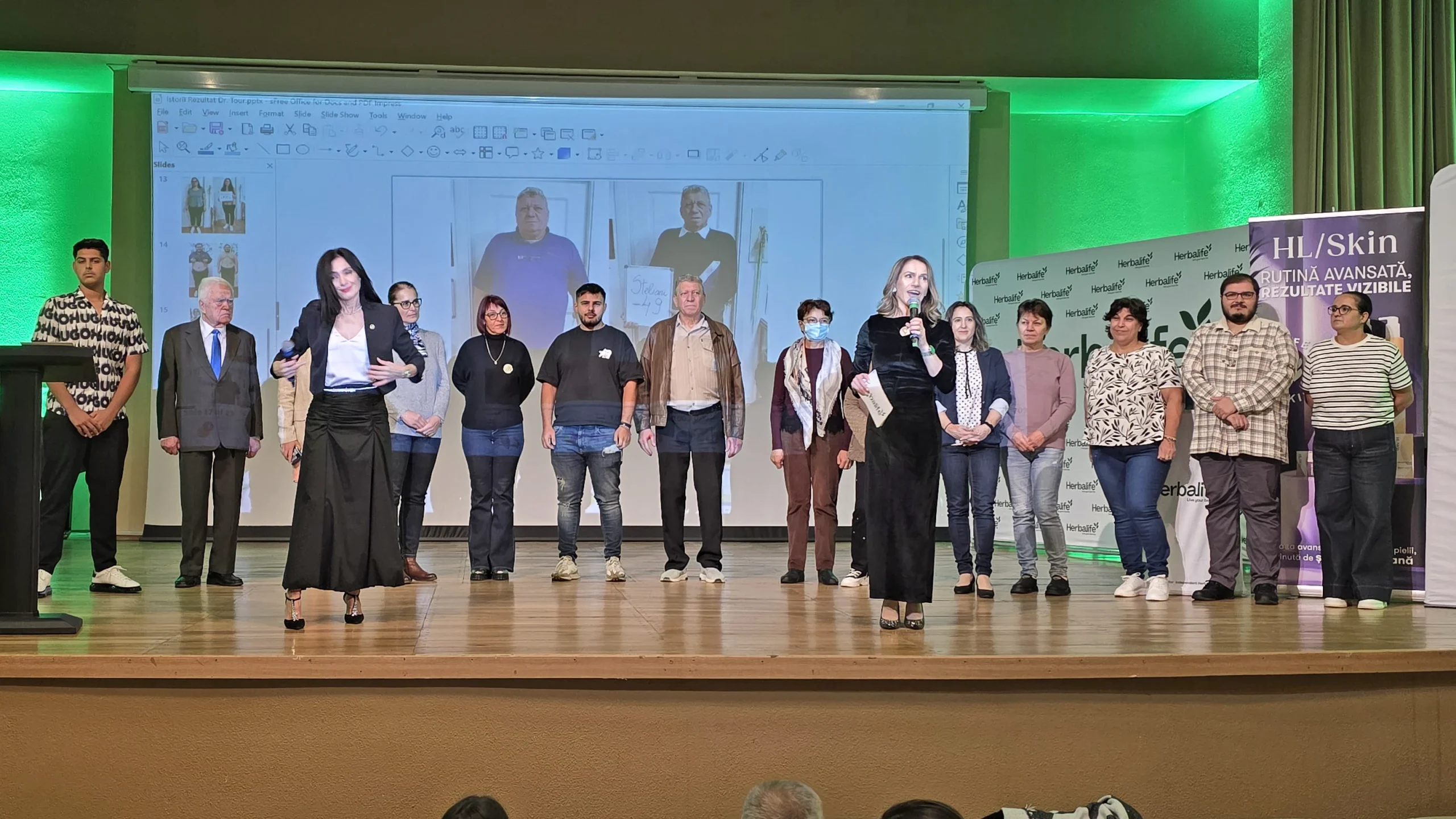 Ani Oprescu, consultant in alimentatie si wellness, pe scena Filarmonicii Pitesti in cadrul Turneului Doctor Tour cu Dr Vasile Osean