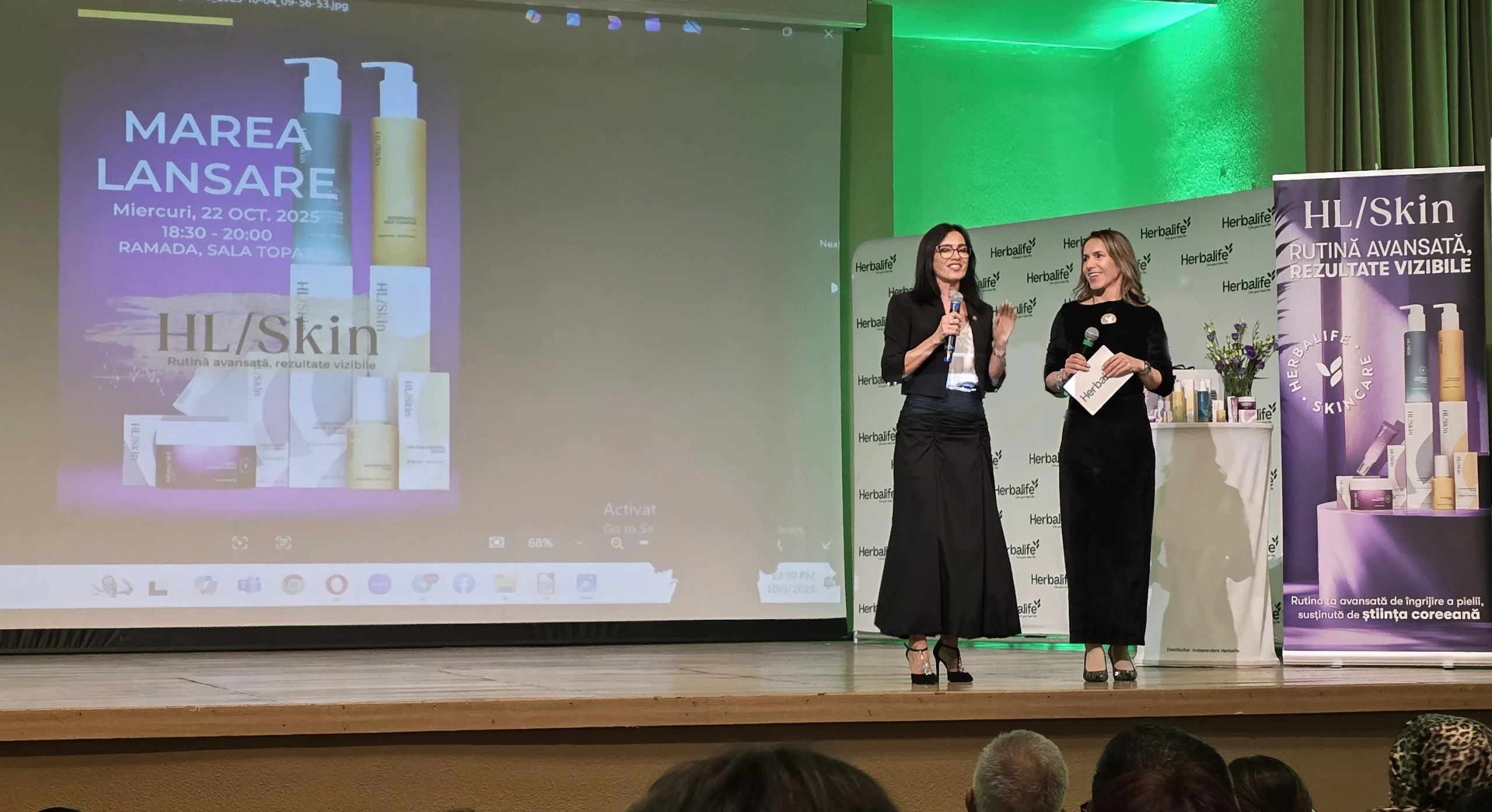 Ani Oprescu, consultant in alimentatie si wellness, pe scena Filarmonicii Pitesti in cadrul Turneului Doctor Tour cu Dr Vasile Osean